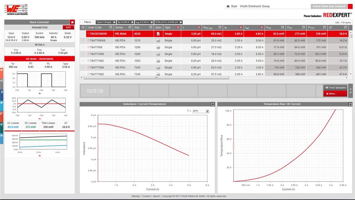 Würth Elektronik REDEXPERT交流损耗工具